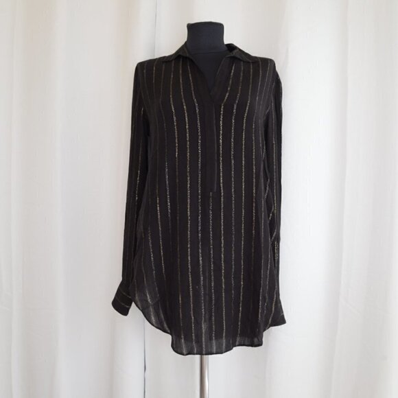 All Saints Keri Stripe Shirt Tunic Sz S - Picture 2 of 8